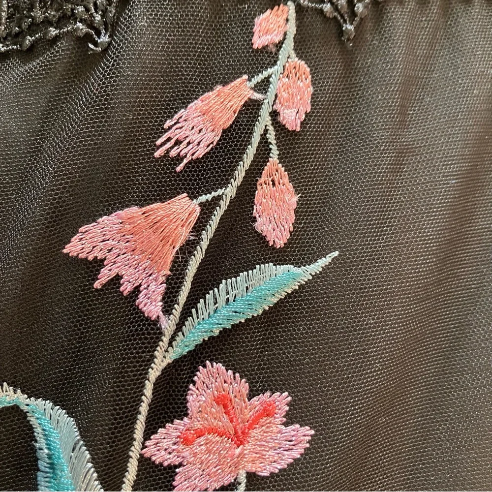 BHLDN Anthropologie Isabel Garcia "Vizelle Midi Dress" Floral Tulle Lace XS S - Picture 11 of 16